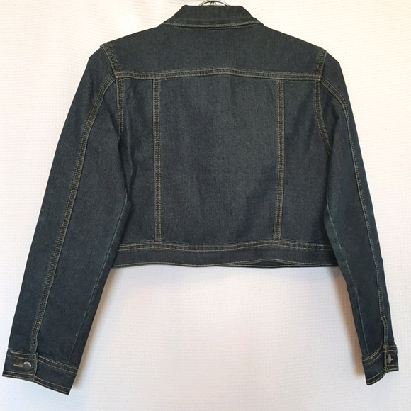 COPY - NEW DKNY Girls XL (Women's XS / Petite Sm) Cropped Dark Denim Jean Jacket - Picture 6 of 10